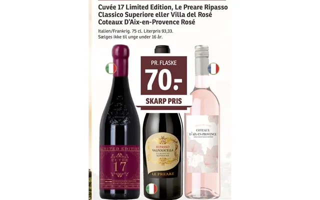 Cuvée 17 Limited Edition, Le Preare Ripasso Classico Superiore Eller Villa Del Rosé Coteaux D’aix-en-provence Rosé product image