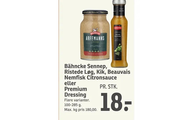 Bahncke mustard, roasted onions, kik, beauvais or premium dressing product image