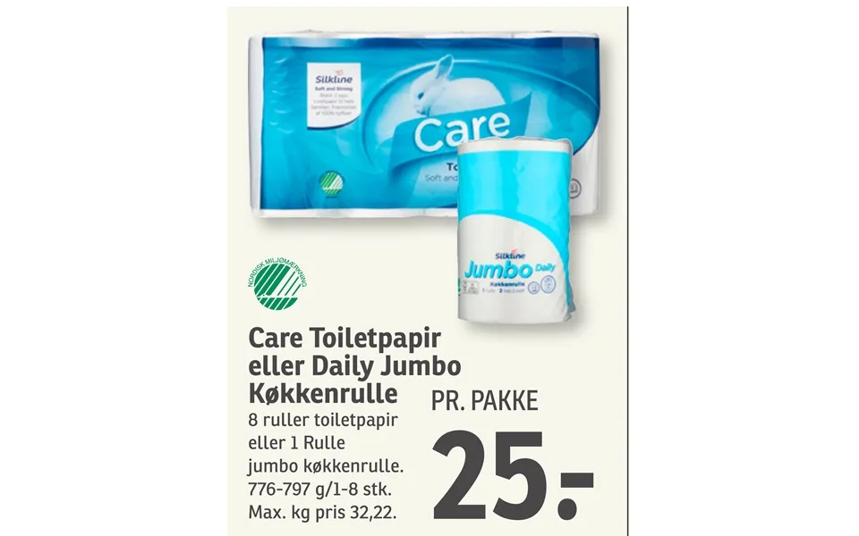 Care Toiletpapir Eller Daily Jumbo Køkkenrulle