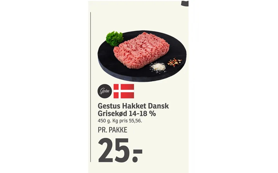 Gestus Hakket Dansk Grisekød 14-18 %