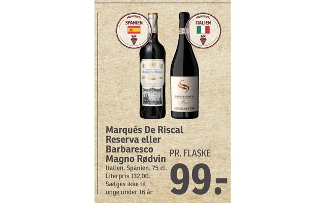 Marques dè riscal reserva or barbaresco magno red wine product image