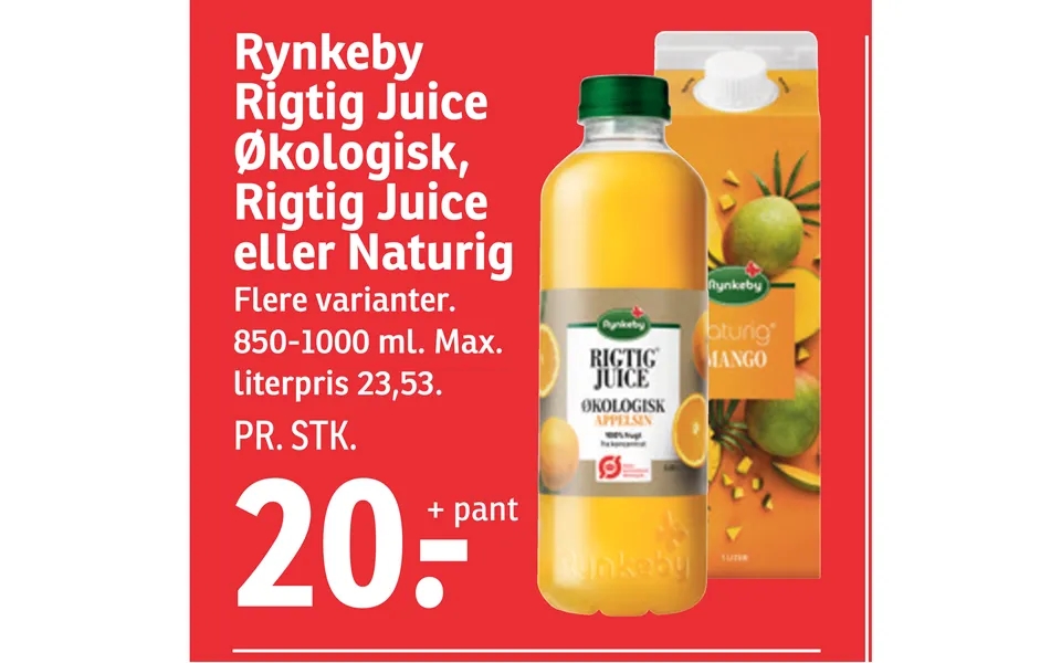 Rynkeby Rigtig Juice Økologisk, Rigtig Juice Eller Naturig