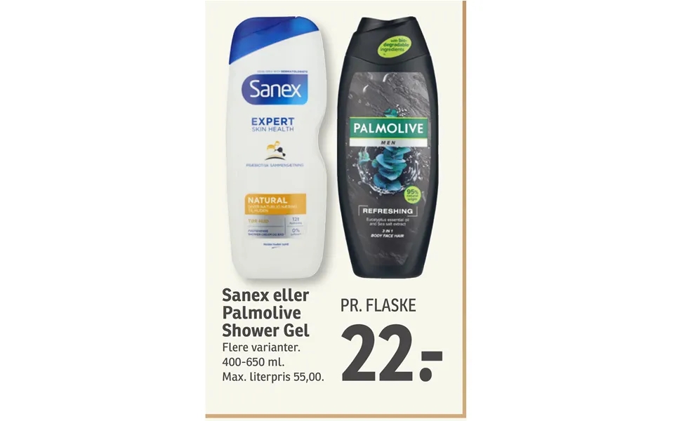 Sanex or palmolive shower gel