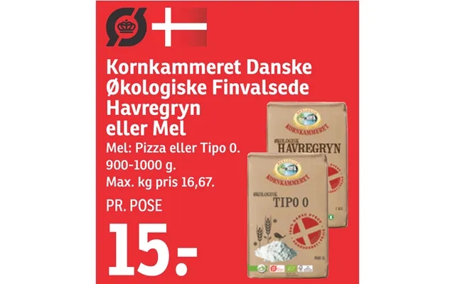 Kornkammeret Danske Økologiske Finvalsede Havregryn Eller Mel product image