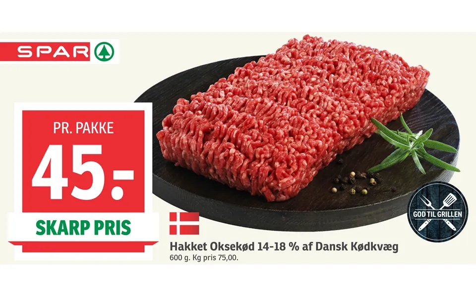 Chopped beef 14-18 % of danish beef cattle