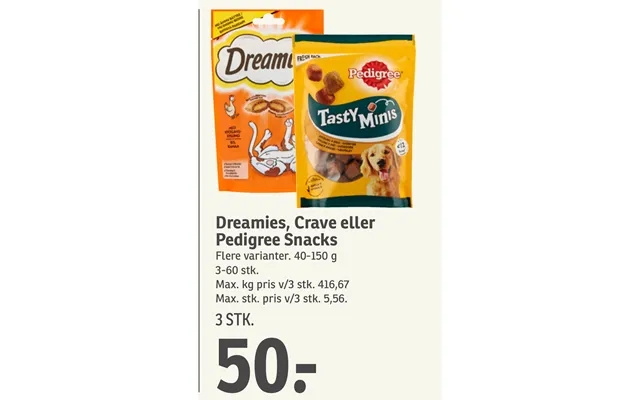 Dreamies, crave or pedigree snacks product image