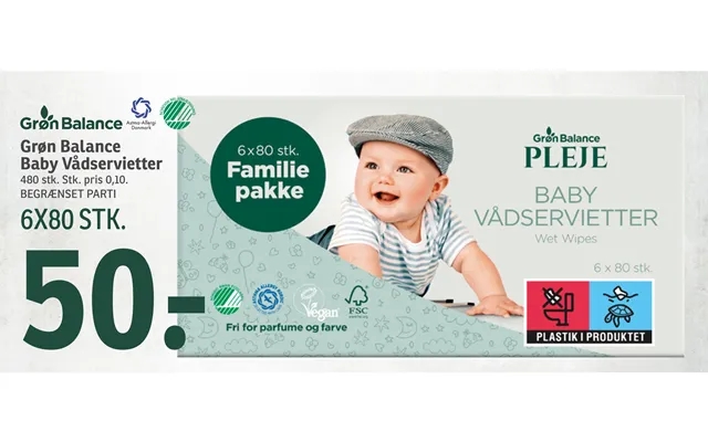 Green balance baby wipes product image