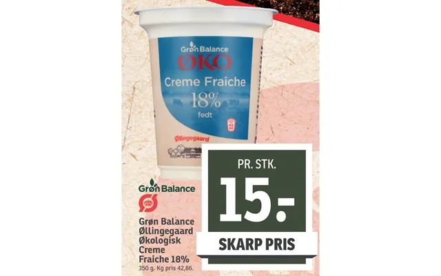 Green balance øllingegaard organic cream fraiche 18% product image