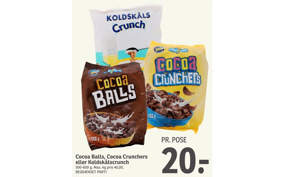 Cocoa balls, cocoa crunchers or buttermilk dessert crunch