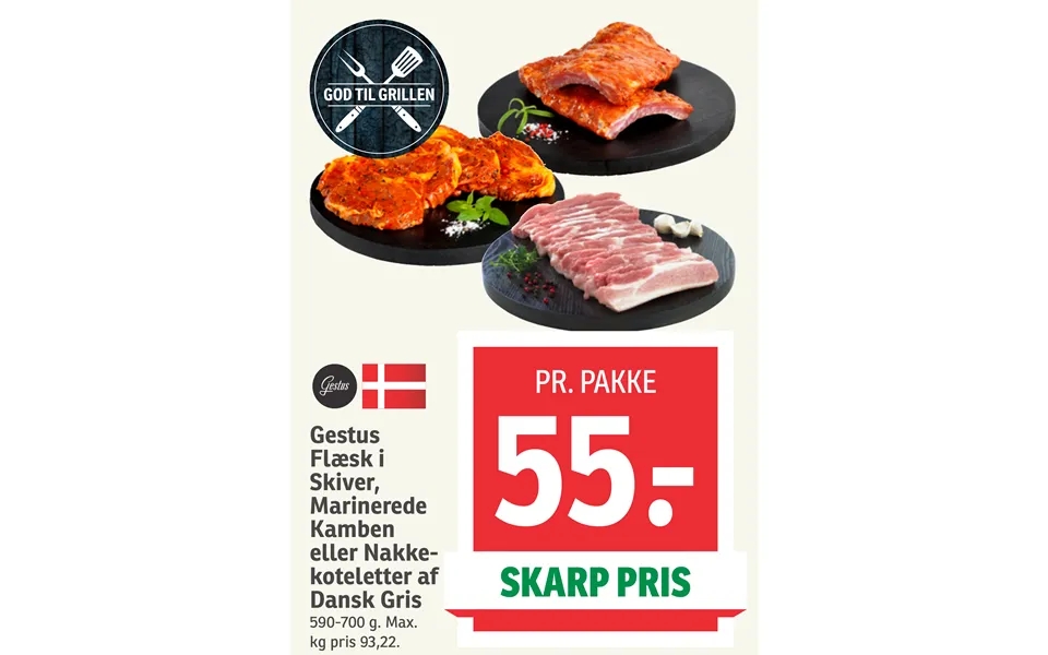Gesture bacon in slices, marinated kamben or cutlets of danish pig