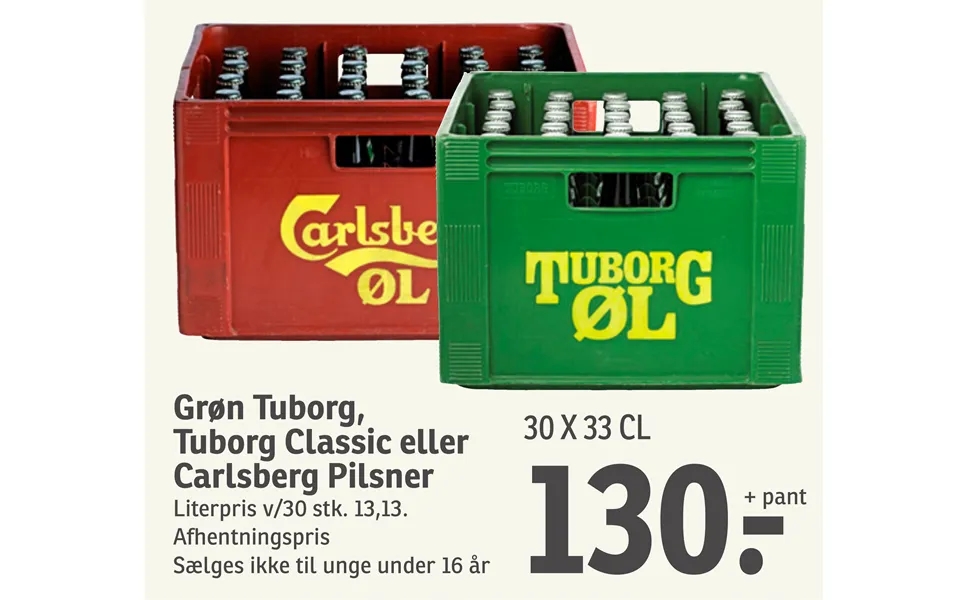 Green tuborg, tuborg classic or carlsberg lager