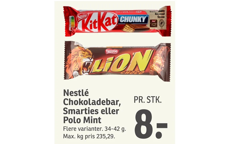 Nestlé Chokoladebar, Smarties Eller Polo Mint