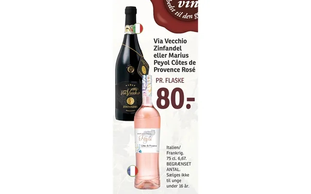 Via Vecchio Zinfandel Eller Marius Peyol Côtes De Provence Rosé product image