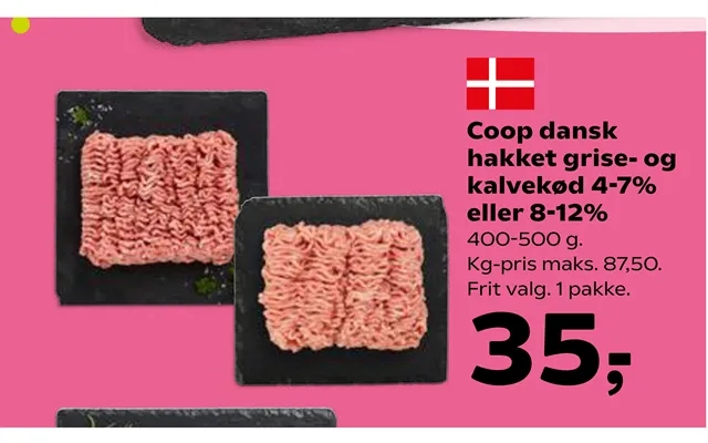 Coop Dansk Hakket Grise- Og Kalvekød 4-7% Eller 8-12% product image