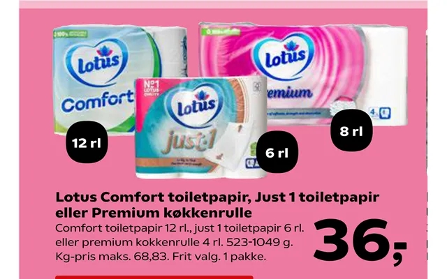 Lotus Comfort Toiletpapir, Just 1 Toiletpapir Eller Premium Køkkenrulle product image