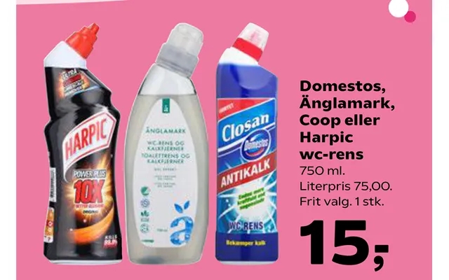 Domestos, änglamark, coop or harpic toilet cleaner product image