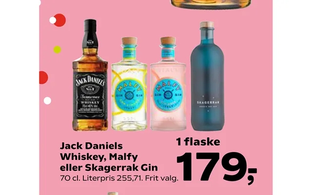 Jack daniels whiskey, malfy or skagerrak gin product image