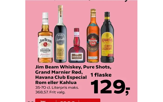 Jim beam whiskey, puree shots, grand marnier red, havana club especial rom or kahlua product image
