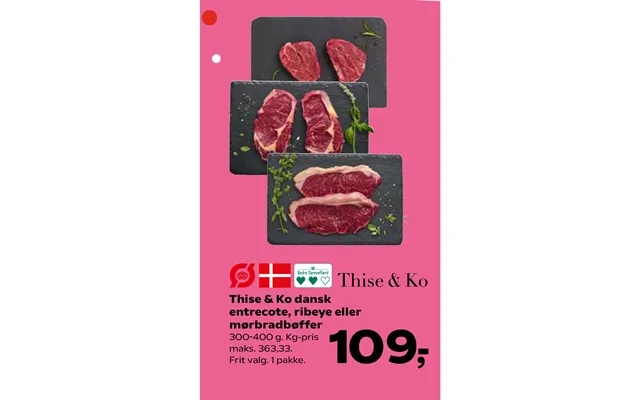 Thise & cow danish entrecôte, ribeye or tenderloin steaks product image