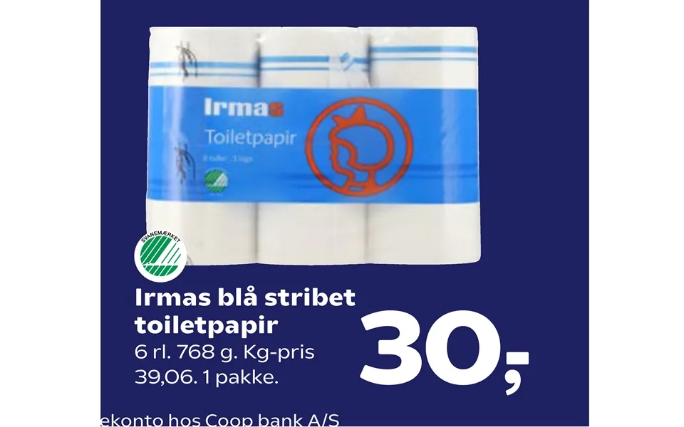 Irmas blue striped toilet paper