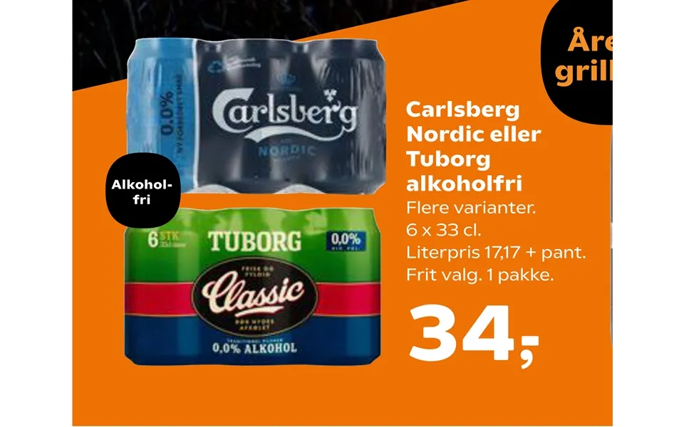 Carlsberg nordic or tuborg alcohol-free