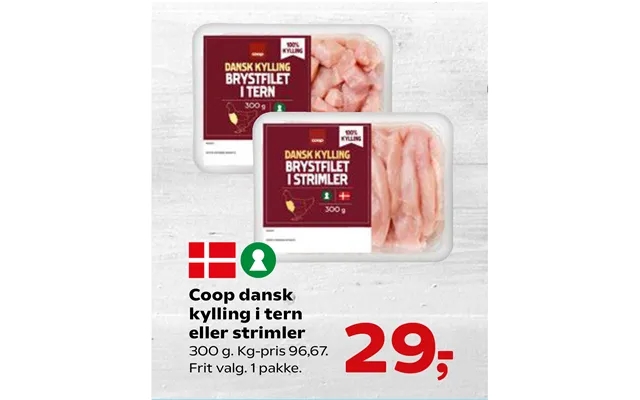 Coop danish chicken in cubes or strips product image