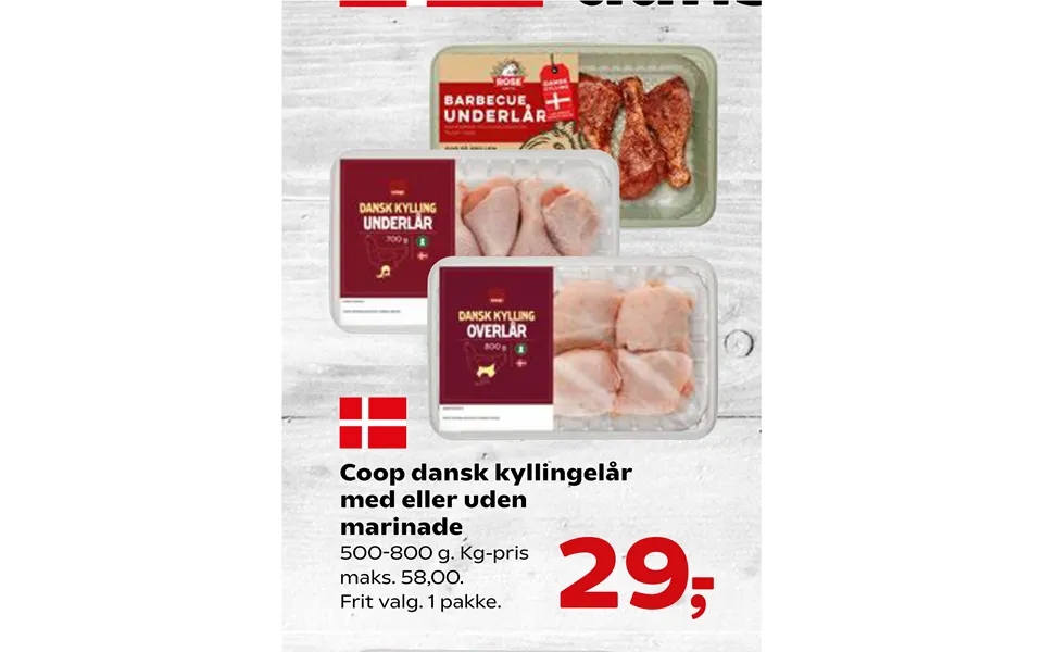 Coop danish chicken legs with or without marinade