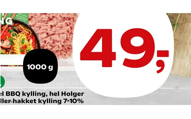 Dansk Hel Bbq Kylling, Hel Holger Kylling Eller Hakket Kylling 7-10% product image