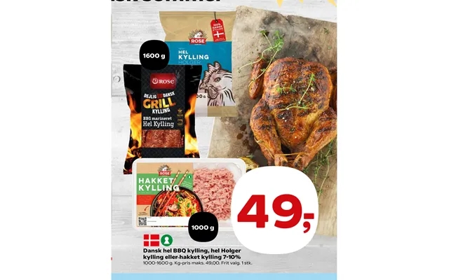 Danish whole bbq chicken, whole holger chicken or chopped chicken 7-10% product image