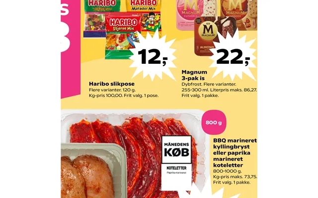 Haribo bag of goodies magnum bbq marinated chicken breast or paprika marinated pork chops product image