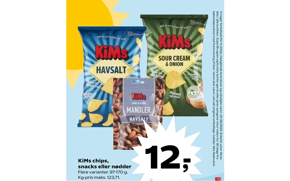 Kims Chips, Snacks Eller Nødder