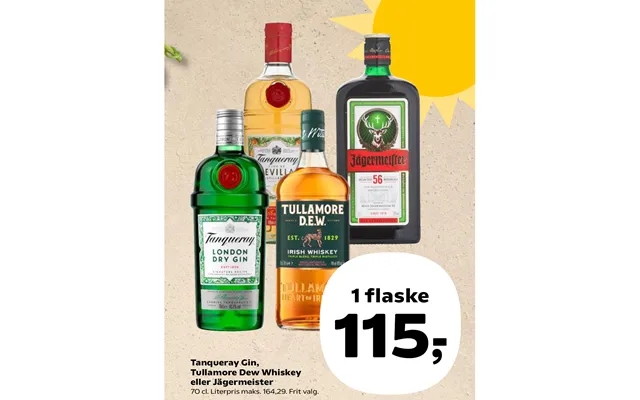 Tanqueray gin, tullamore dew whiskey or jägermeister product image