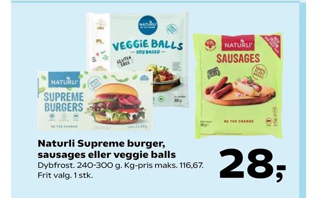 Natura supreme burger, sausages or veggie balls product image