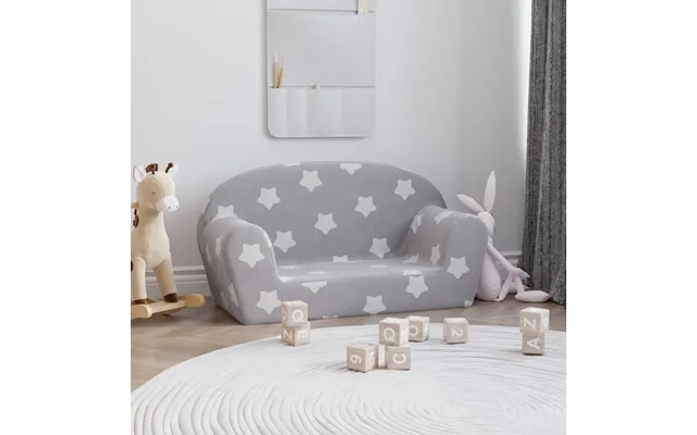 Vidaxl 2-personers Sofa Til Børn Stjernemønster Blødt Plys Lysegrå product image