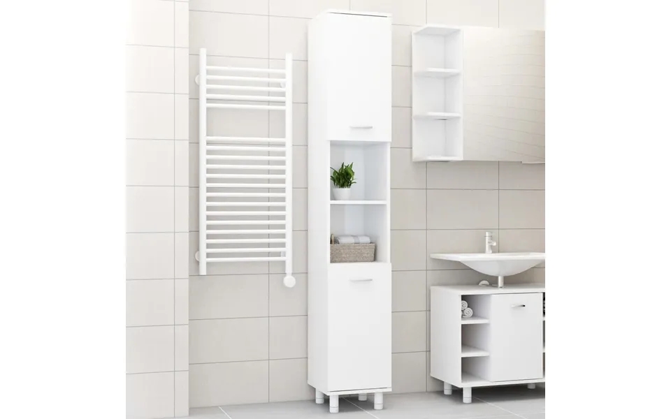 Vidaxl bathroom cabinet 30x30x179 cm designed wood white high gloss