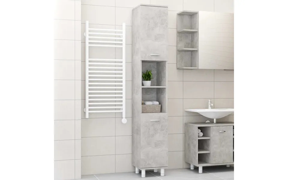 Vidaxl Bathroom Cabinet 30x30x179 Cm Particleboard Concrete Gray