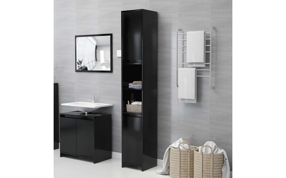 Vidaxl Bathroom Cabinet 30x30x183,5 Cm Designed Wood Black