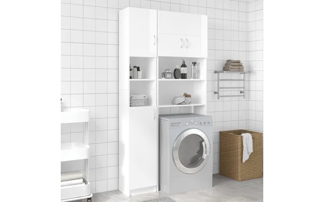 Vidaxl bathroom cabinet 32x25,5x190 cm designed wood white high gloss product image
