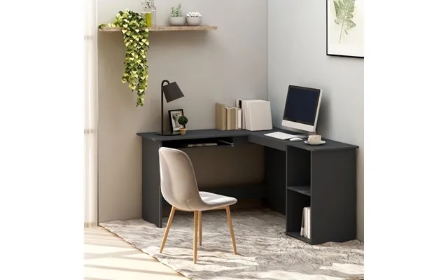 Vidaxl l-shaped desk 120x140x75 cm designed wood gray product image