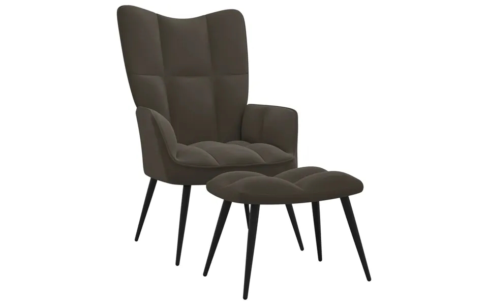 Vidaxl armchair with footstool velvet dark gray