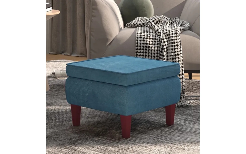 Vidaxl stool with wooden legs velvet blue