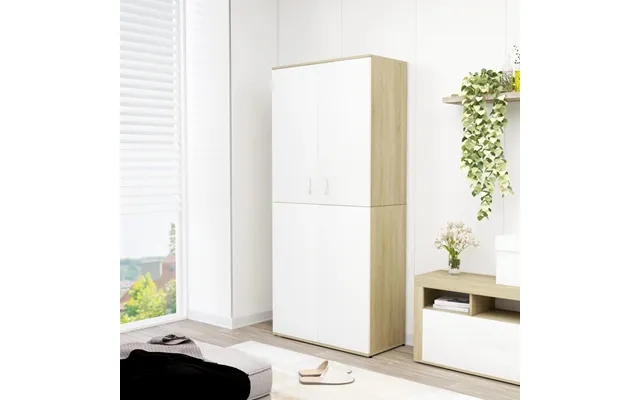 Vidaxl shoe cabinet 80x39x178 cm designed wood white past, the laws sonoma oak product image