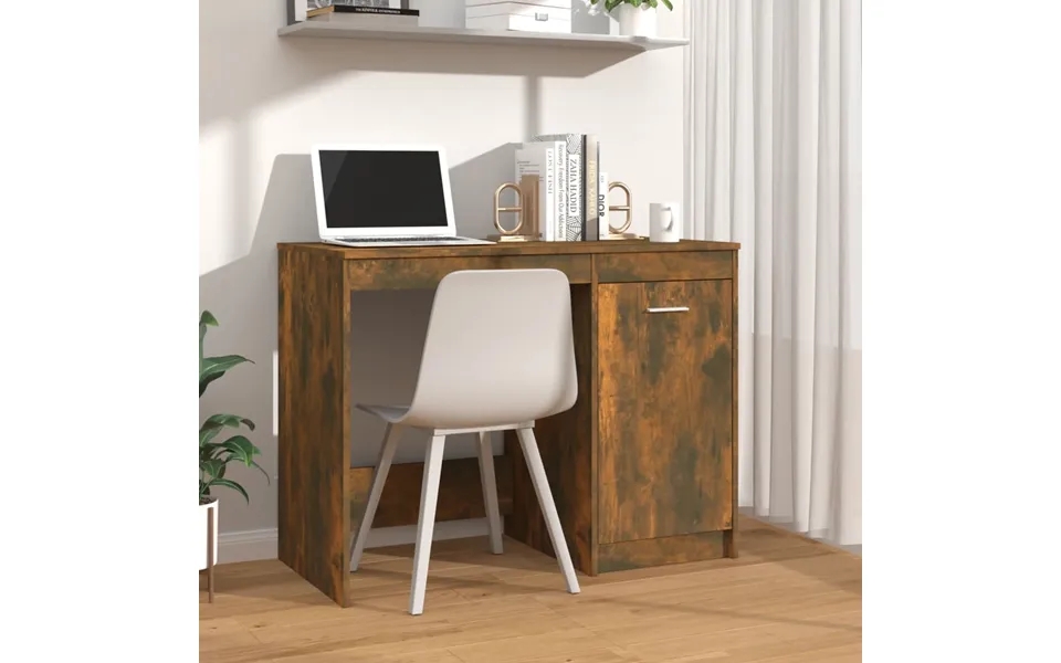 Vidaxl Skrivebord 100x50x76 Cm Konstrueret Træ Røget Egetræsfarve