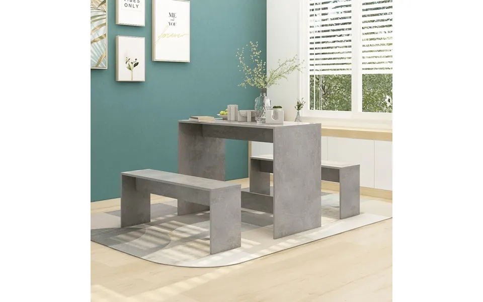 Vidaxl spisebordssæt 3 parts designed wood concrete gray