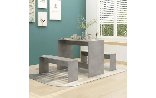 Vidaxl spisebordssæt 3 parts designed wood concrete gray product image