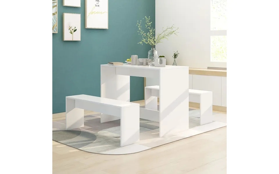 Vidaxl Spisebordssæt 3 Dele Konstrueret Træ Hvid