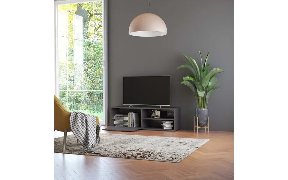 Vidaxl tv table 120x34x37 cm designed wood gray high gloss
