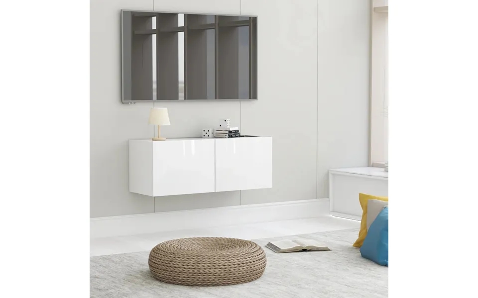 Vidaxl tv table 80x30x30 cm designed wood white high gloss