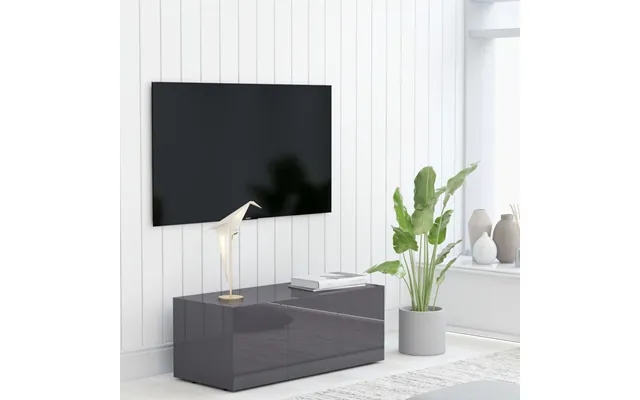 Vidaxl tv table 80x34x30 cm designed wood gray high gloss product image