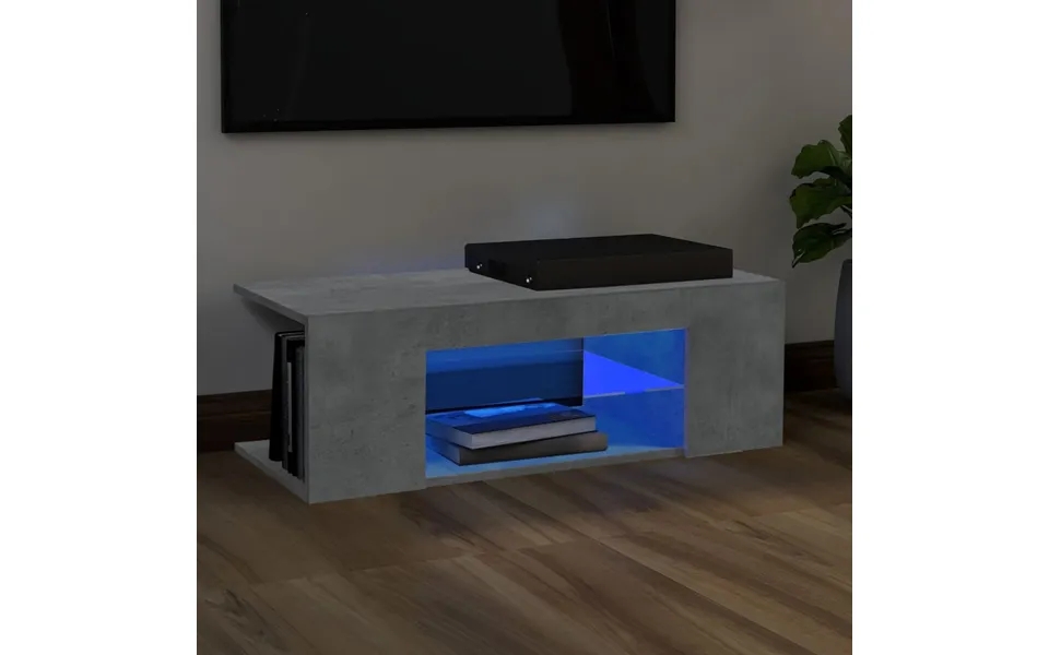Vidaxl Tv-bord Med Led-lys 90x39x30 Cm Betongrå